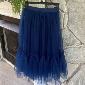 Elegant Navy Blue Midi Skirt